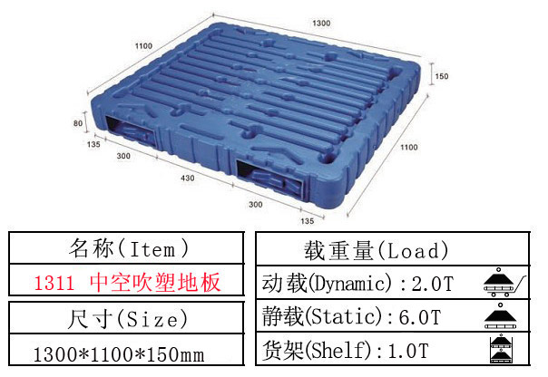 吹塑托盤 中空吹塑托盤 1300*1100