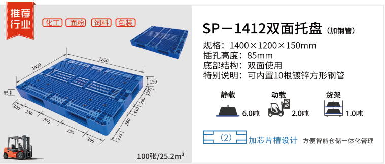 1412網(wǎng)格雙面托盤，塑料托盤廠家定制
