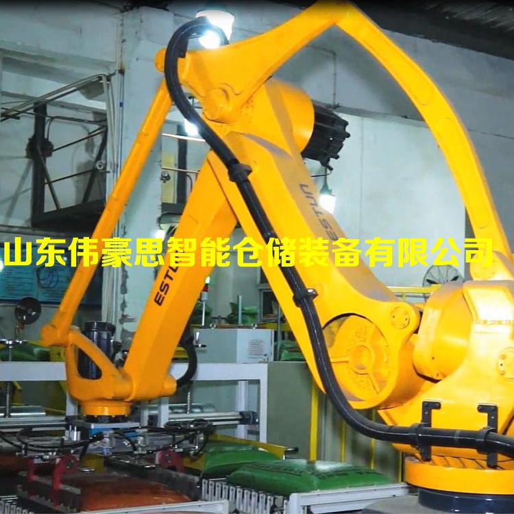 山東飼料全自動碼垛機供應商 智能碼垛機器人工作現(xiàn)場